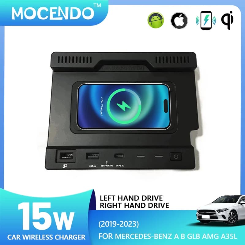Wireless Car Charger for Mercedes Benz AB GLB AMG A35L W177 W246 A180 A200 B200 2019-2023 Fast Wireless Charging Panel