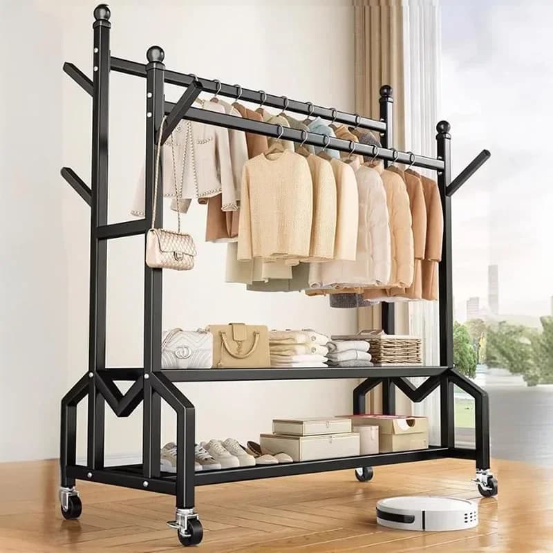 ZThick appendiabiti mobile nero moderno portaoggetti in metallo gonna stendibiancheria salvaspazio Estante Para Ropa FurnitureZ