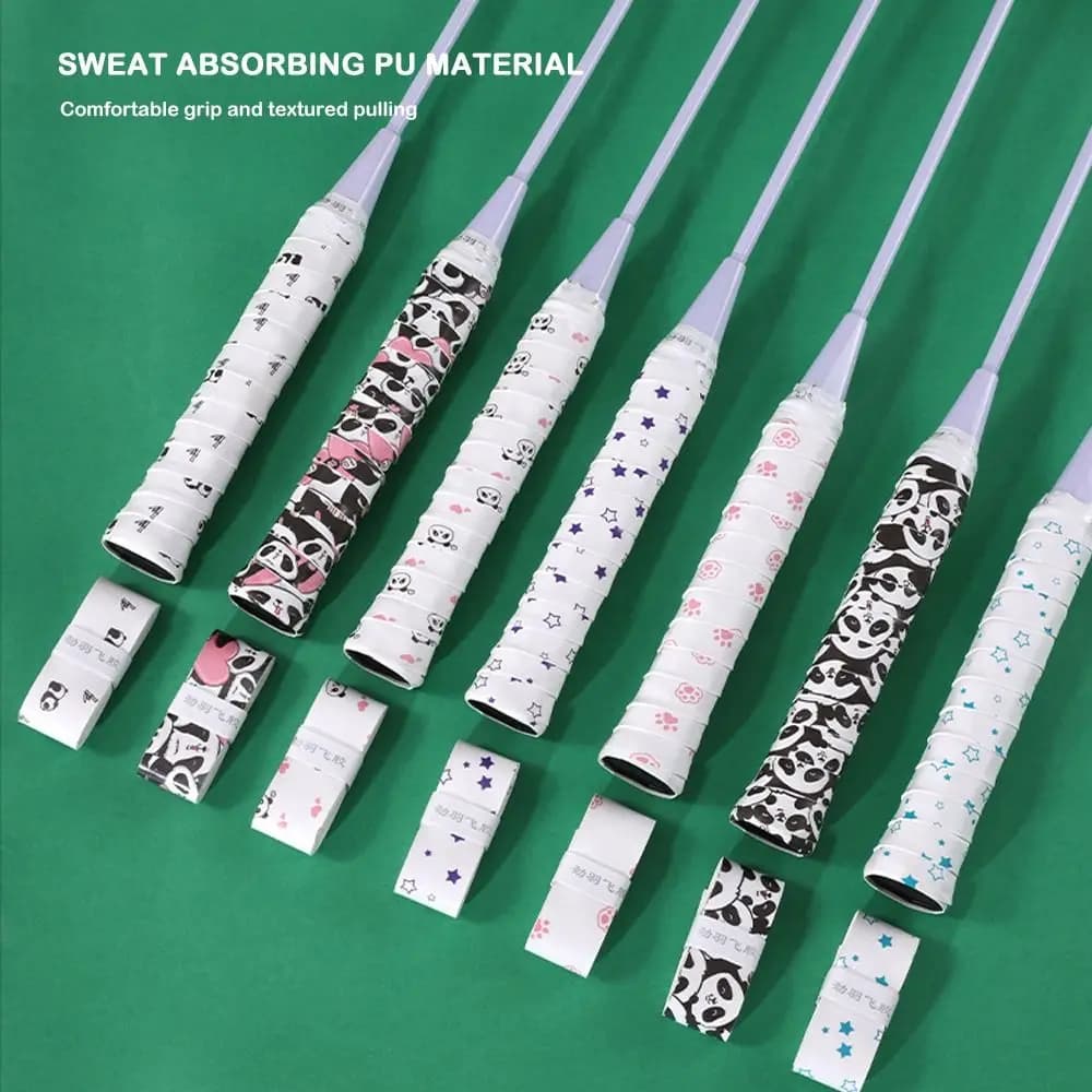 Nastro per impugnatura da badminton da tennis per assorbimento del sudore Carroon Panda Manopole per racchetta da badminton resistenti all'usura Nastro per impugnatura avvolgente