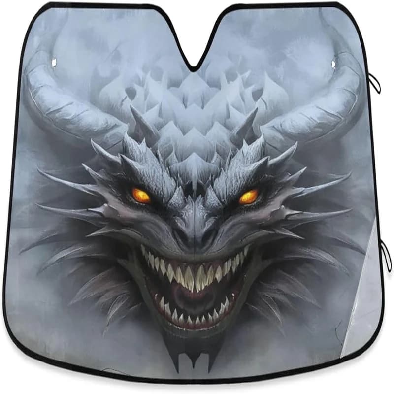 Digital Ting Scary Dragon Car Windshield Sun Shade Front Window Folding Auto Sunshade Anti - UV Rays Sun Visor Shade For Car Tru