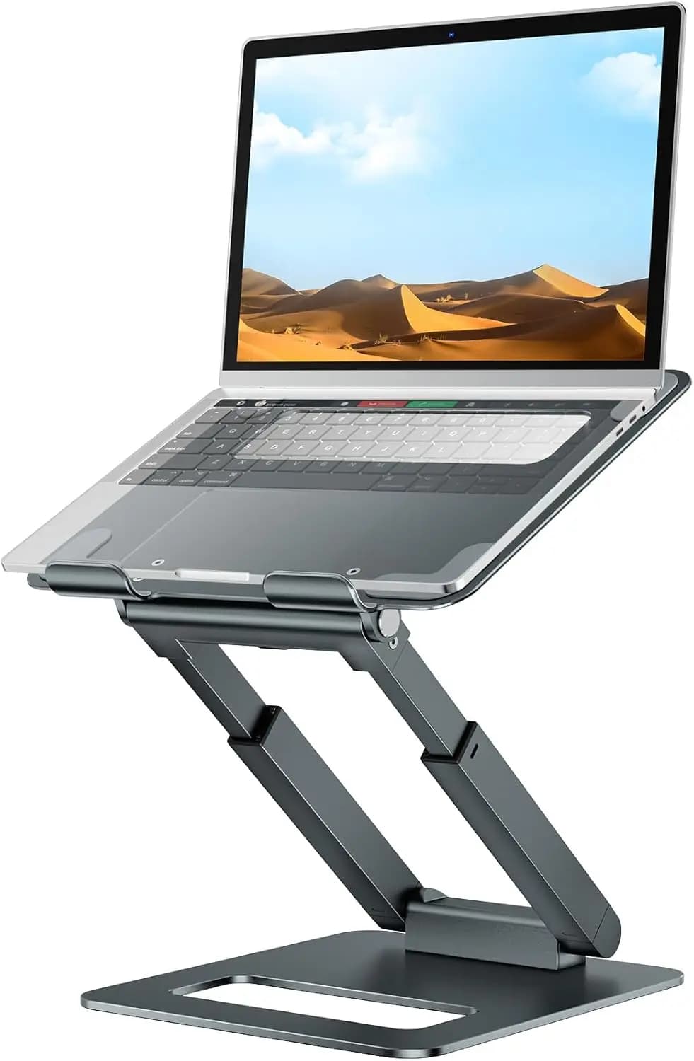 Supporto per Laptop Regolabile in Altezza con Design Telescopico, Rialzo Ergonomico per Portatili da 10-17 Pollici in Grigio