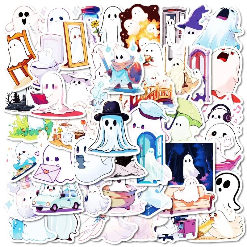 50pcs Halloween Ghost Ghost Graffiti Reward Decoration Handbook Tablet Sticker