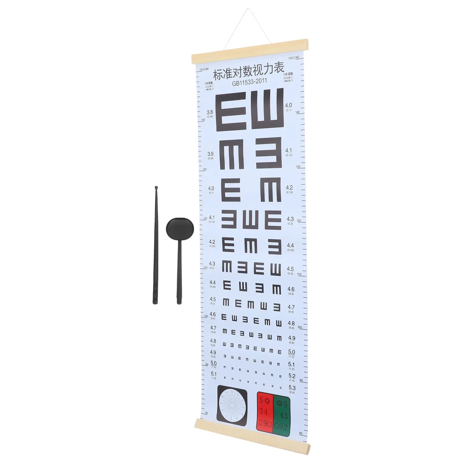 1 Set Vision Testing Chart For Exam Portable Myopia Detection Wall Chart With Eye Occluder Hand Pointer Home Use Eye Tester Tool