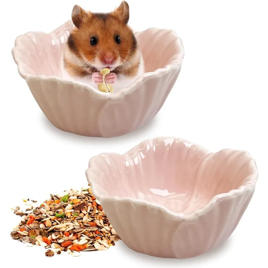 2 pezzi ciotola per cibo ciotola per animali domestici in ceramica ciotola per cibo nano alimentatore ciotola per ratti d'acqua piatto per cibo per piccoli animali per orsi dorati ricci Du