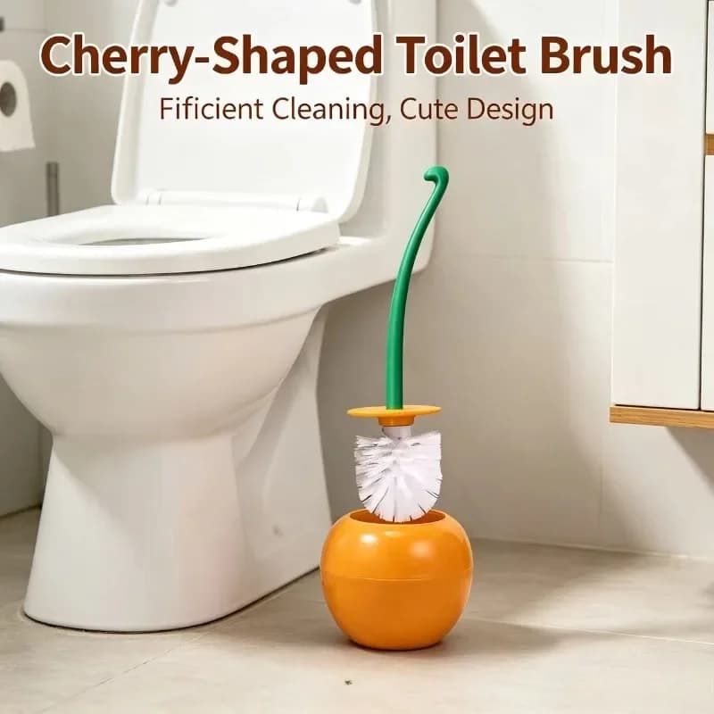 Set Spazzola WC Design Ciliegia con Manico Lungo e Setole Morbide, Strumento per la Pulizia del Bagno Domestico, Creativo in Plastica, Articolo Generico