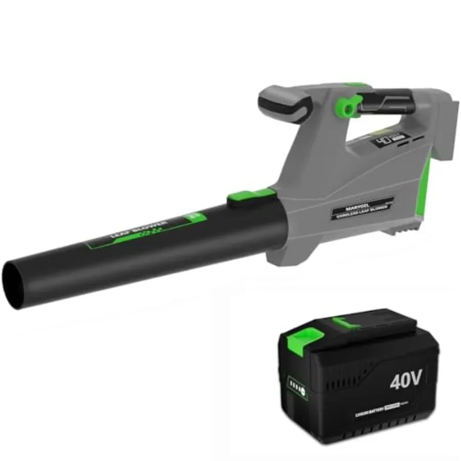 Soffiatore per foglie senza fili con batteria da 40 V 4,0 Ah e caricabatterie per la pulizia del patio, cura del prato, neve che soffia foglie e polvere