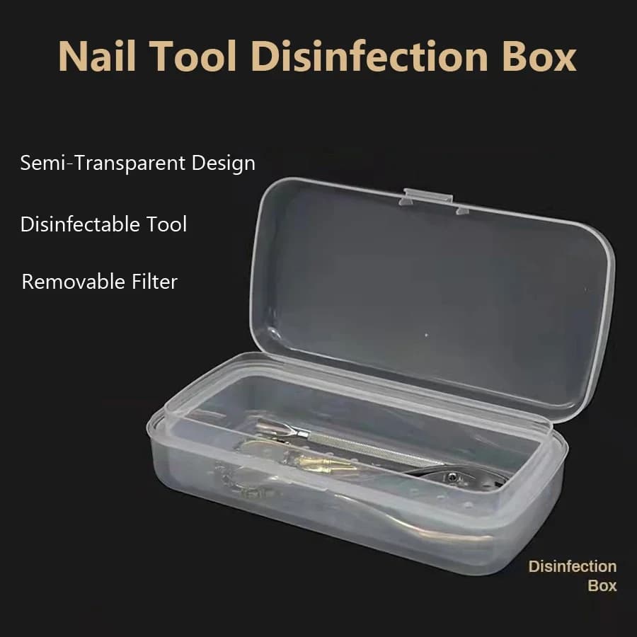 Scatola di sterilizzazione per strumenti per nail art da salone con spingipelle e vassoio per pinze, organizer per la bellezza
