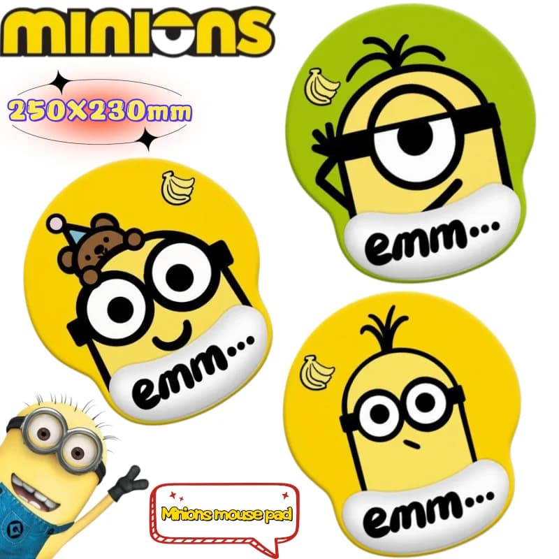 Tappetino per mouse Minions Despicable Me Kevin Stuart, con stampa a colori vivaci, per uomo e donna, con supporto per polso in spugna