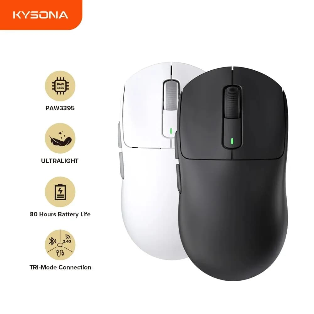 Kysona M600 PAW3395 Wireless Bluetooth Gaming Esports Mouse 55g 26000DPI 6 pulsanti Optical PAM3395 Mouse per Computer per PC portatile