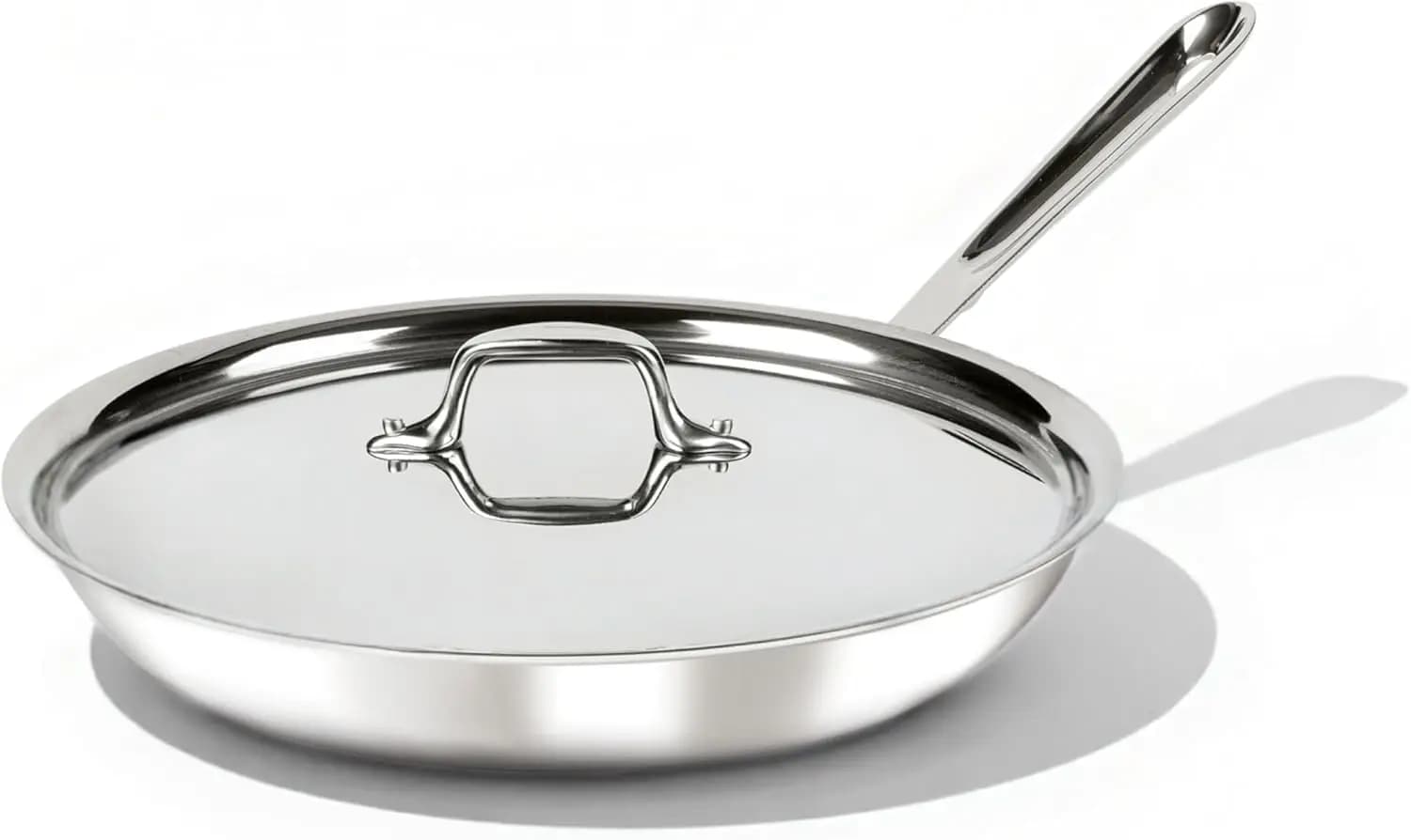 12-inch stainless steel pan with lid, Tri-Ply construction for a Uniform Heat, Fit to Oven and Compatible with Induction