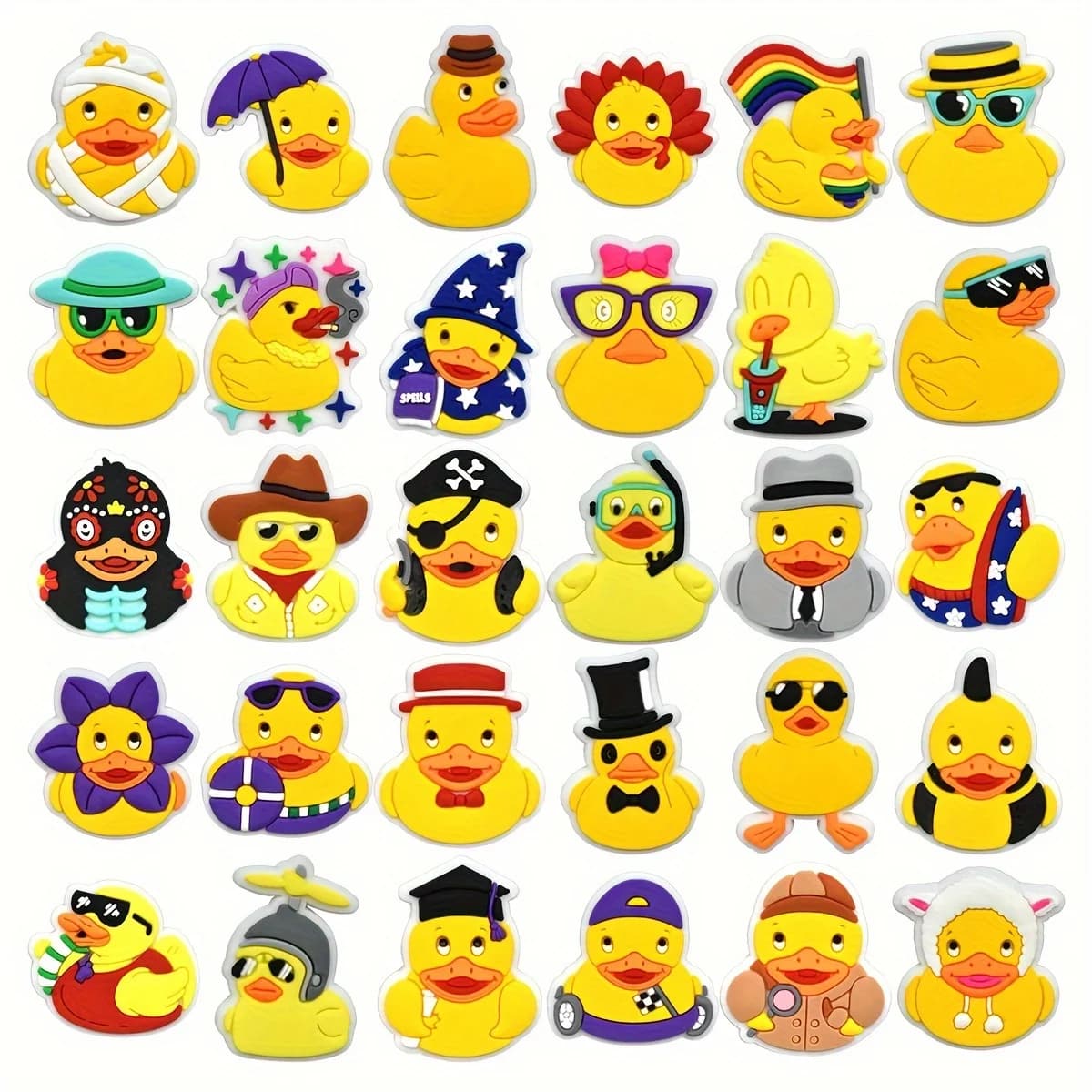 Set di 30 ciondoli per scarpe della serie Lovely Duck per sandali con diapositive a bolle, accessori per decorazioni per scarpe in PVC