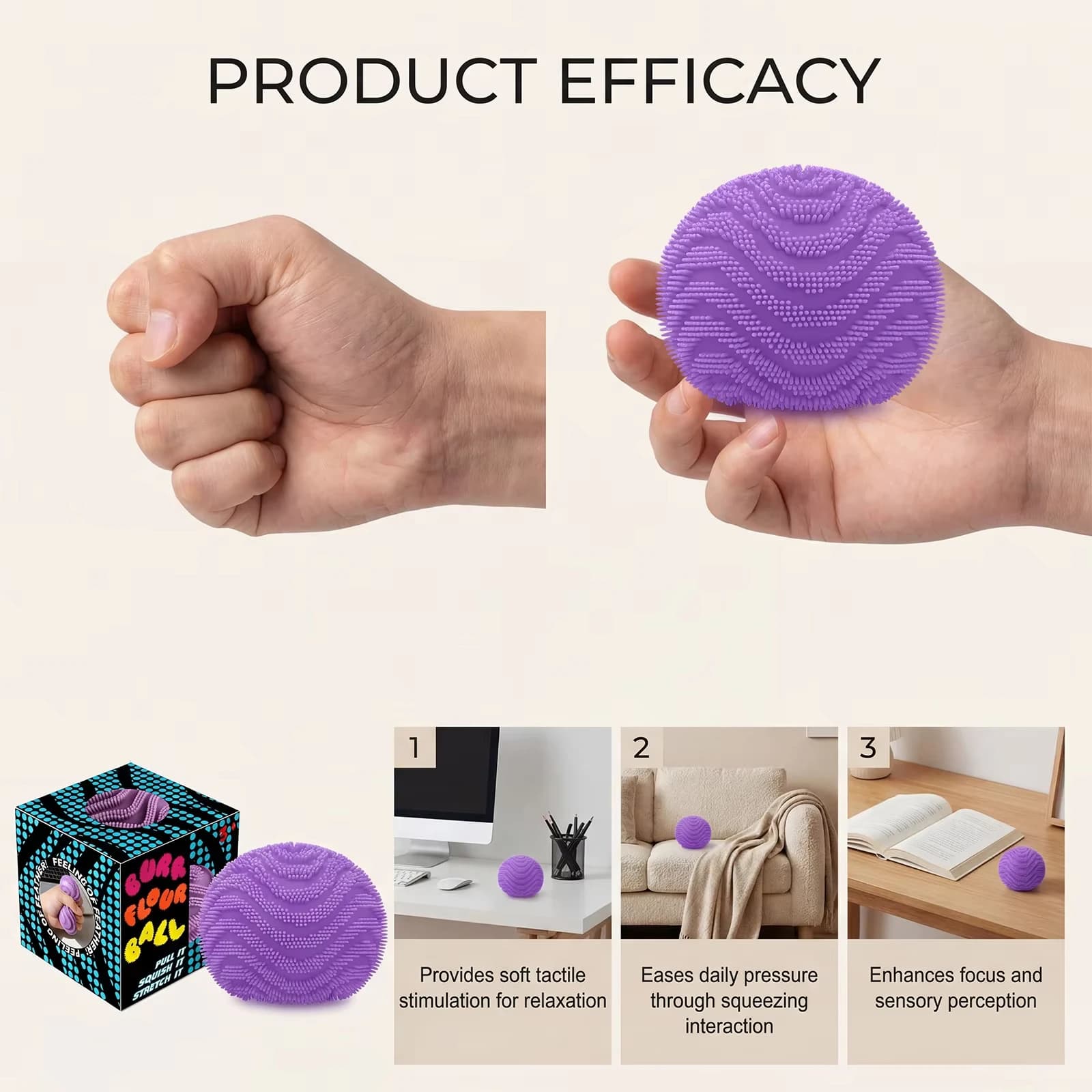 2026 New NeeDoh Fuzz Ball Wonder Waves Textured Sensory Stress Relief Fidget Toy Anti Anxiety Squishy Ball Gift for Kids Adults