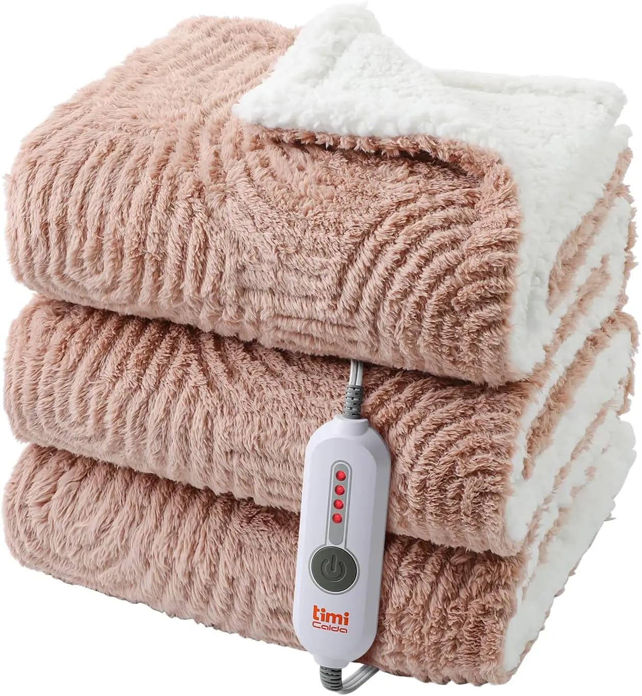 Coperta Elettrica Riscaldata 50x60 con 4 Livelli di Calore, Spegnimento Automatico e Protezione dal Surriscaldamento - Jacquard Marrone Accogliente per Regali Caldi