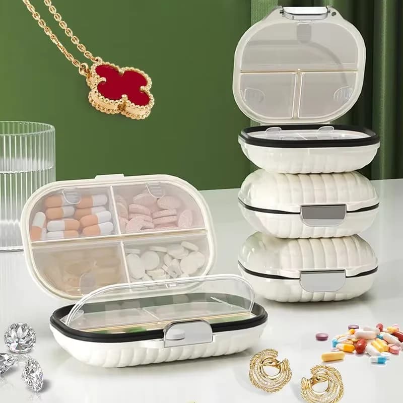 Mini portapillole portatile da viaggio per sette giorni Confezione multi-griglia divisa Pillole Tablet Scatola di immagazzinaggio sigillata Organizzatore di pillole settimanale
