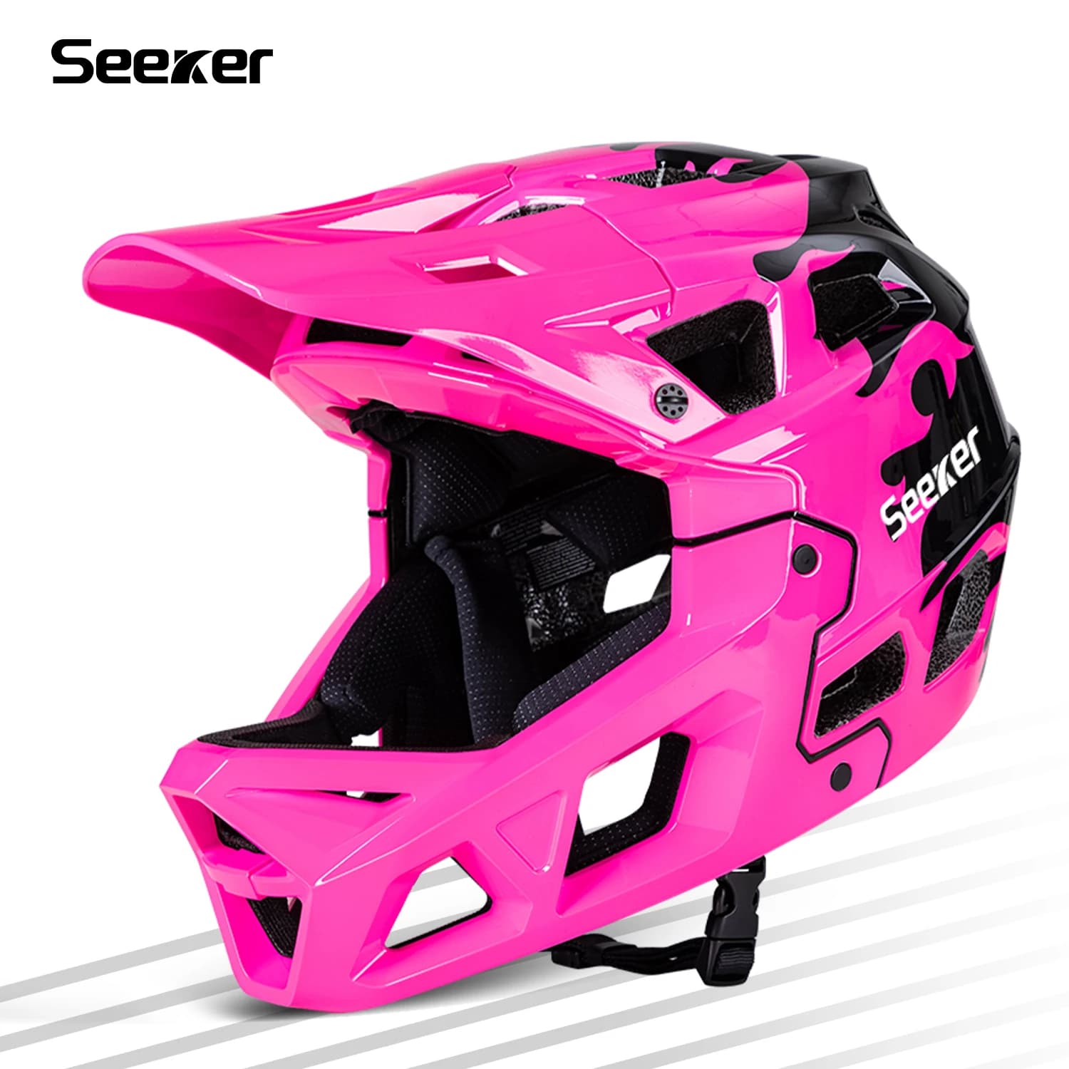 UMUSEEKER Bicycle Full-Face Helmet, Downhill DH Off-Road MTB Helmet, Off-Road Multi-Scenario universal Breathable Riding Helmet