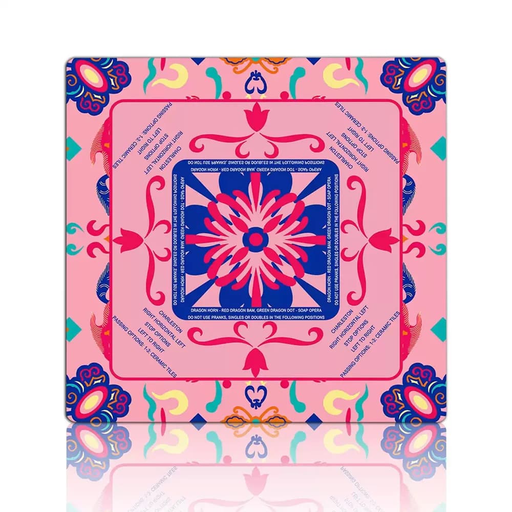 Tappetino da Mahjong in Fango Diatomaceo Stile Americano con Motivi Floreali 31.5''x31.5'', Antiscivolo e Fonoassorbente, con Regole Stampate