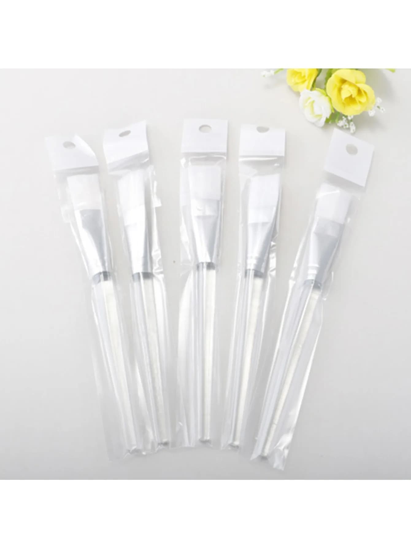 Transparent Face Mask Brush with Solid Handle for Beauty Salon, Soft Brush for Hair Mask, Spa Tool
