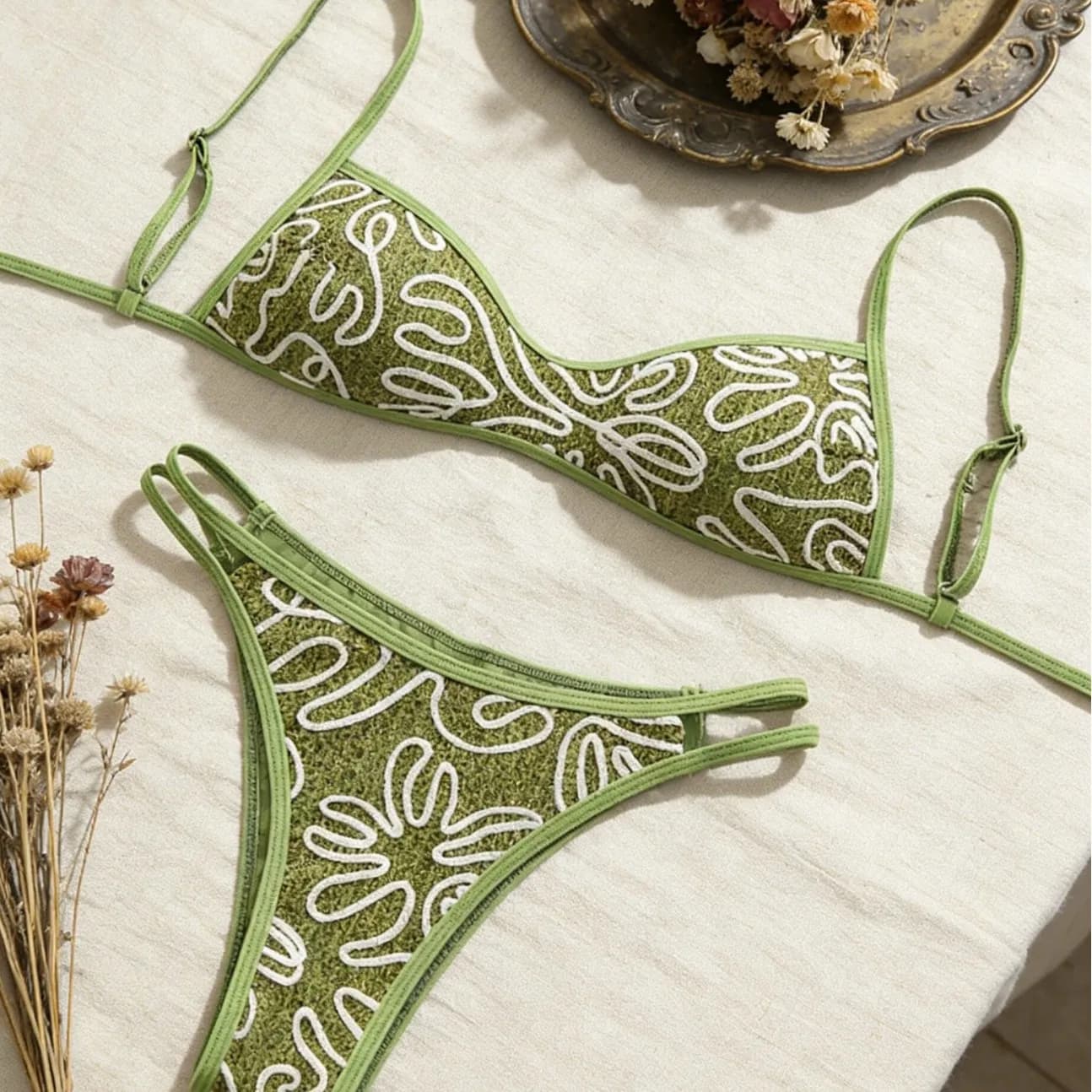 Costume da bagno bikini brasiliano stampato da donna, taglie S-XL, due pezzi, imbottito, per il mare