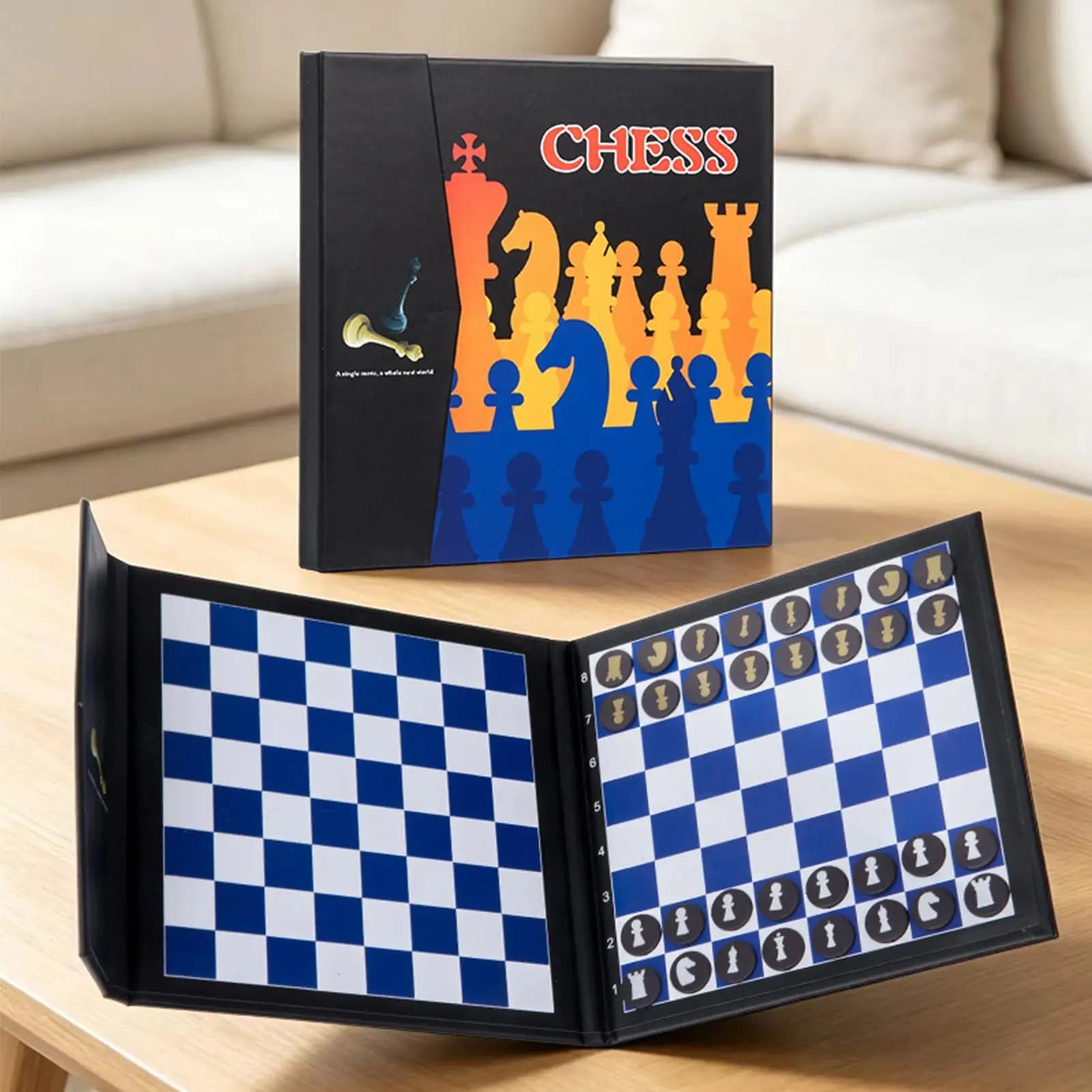 Travel Chess Set Foldable Educational Portable Fun Toy Activities Mini Chess Set For Birthday Party Home Family Time Boys Kids