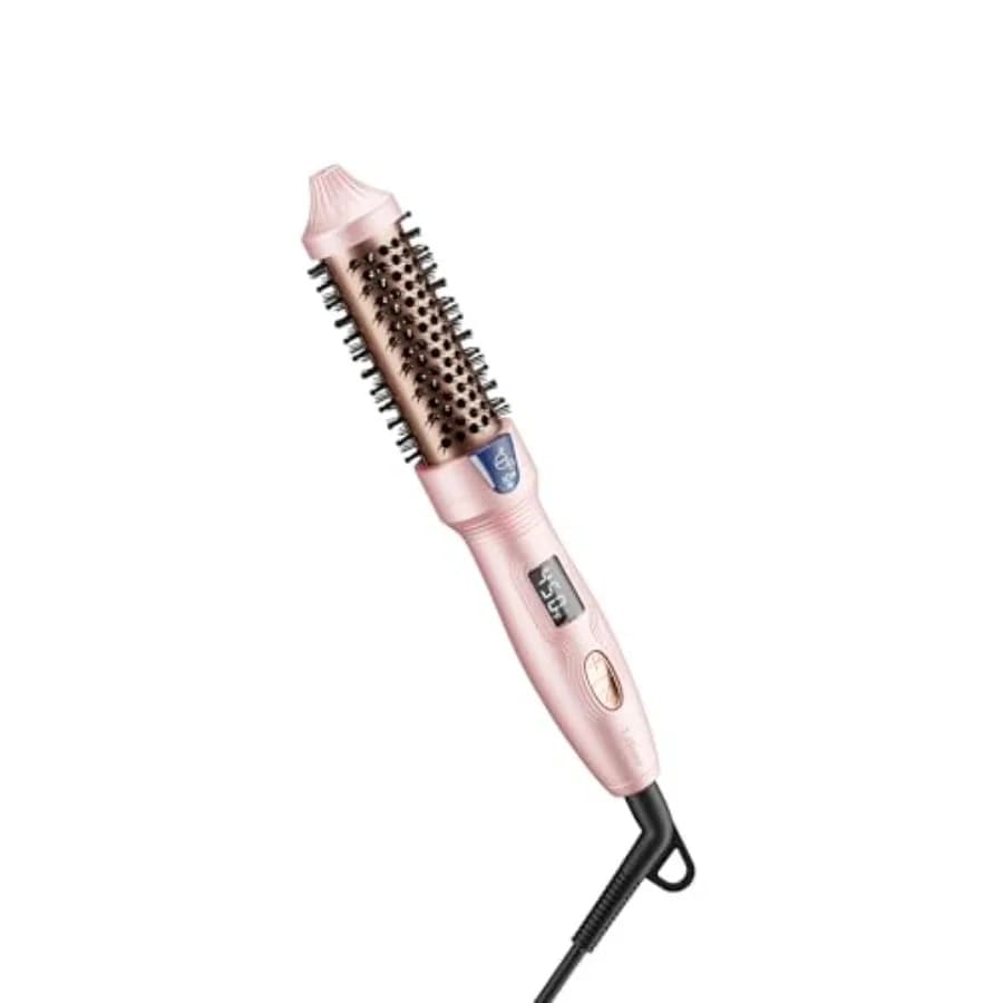 Spazzola Termica MINI e Spazzola Ionica da 1 Pollice per Capelli Luminosi, Ferro Arricciacapelli in Ceramica Tormalina Ionica per Capelli Corti