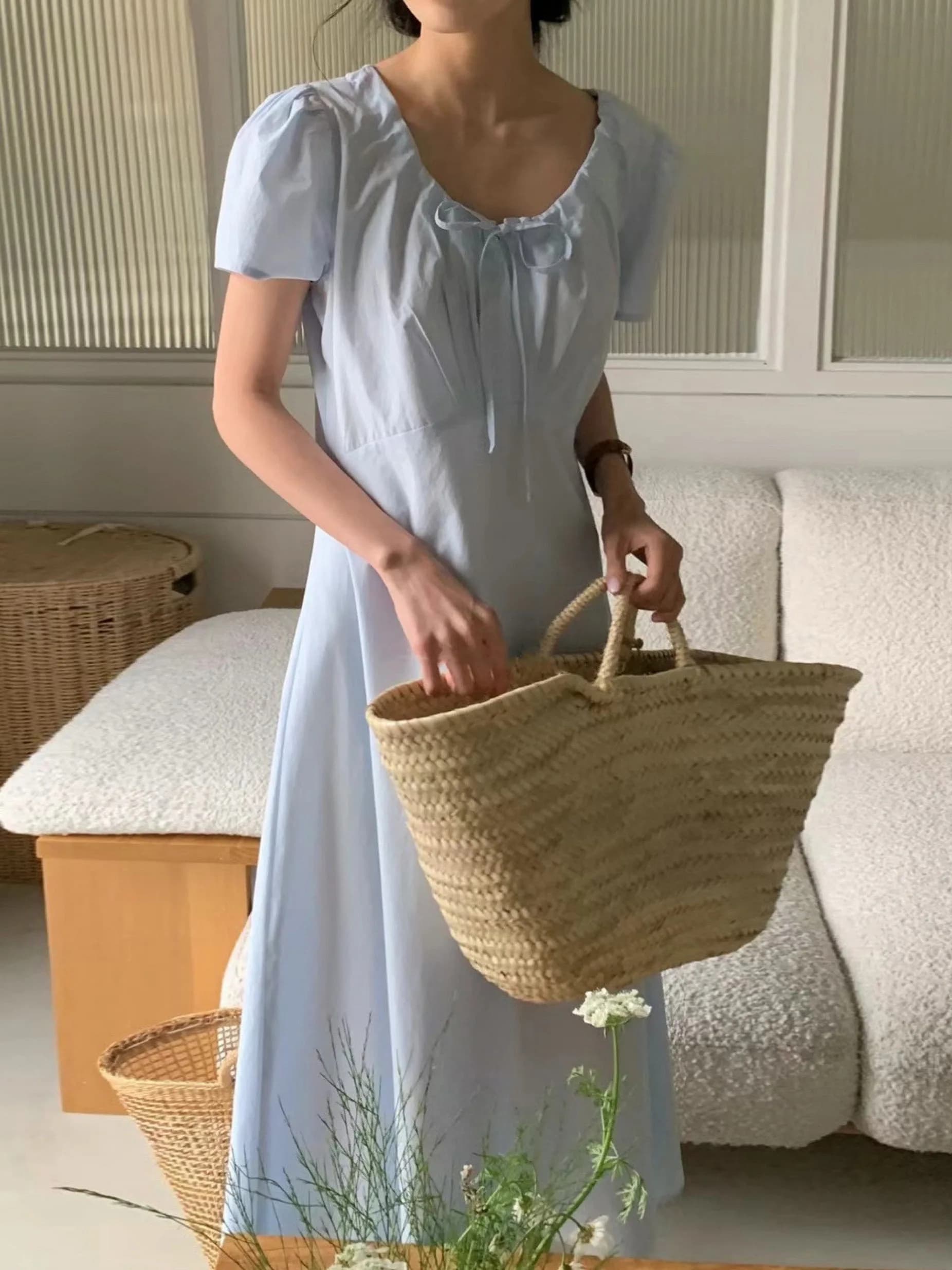 Commute Style Classic Gentle Pure Color Dress with Belt Korean Style Women's Fashion Spring Autumn Winter Dress