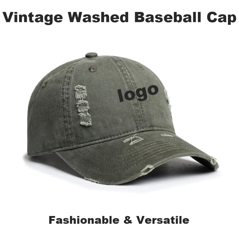 Custom Logo Vintage Distressed Washed Soft Top Baseball Cap Men Retro Simple Versatile Sun Protection Peaked Hat