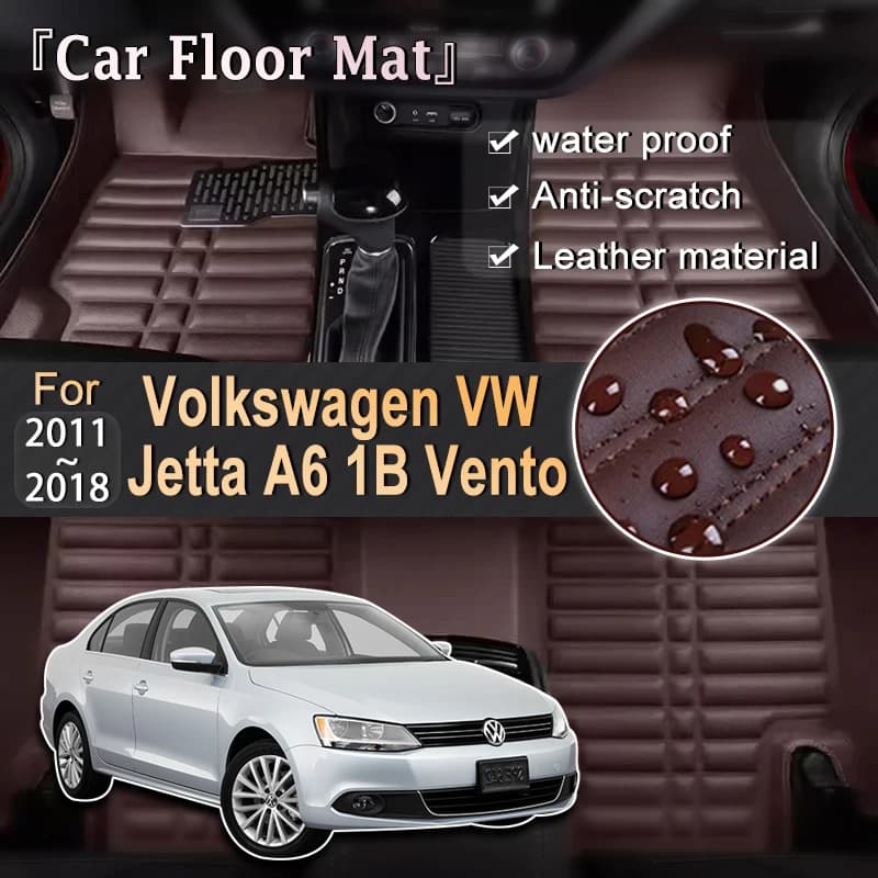 LHD Tappetino per auto in pelle per Volkswagen VW Jetta A6 1B Vento 2011 ~ 2018 Piede interno Liner Tappeti impermeabili Pad Tappeto personalizzato Accessori