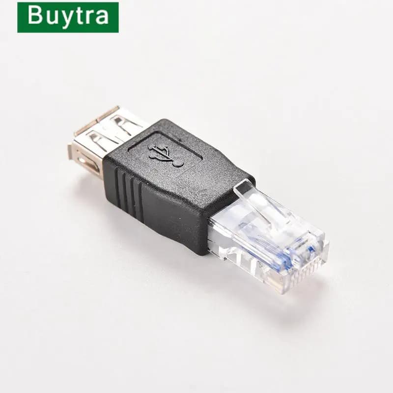 PC Crystal Head RJ45 Male to USB 2.0 AF A Female Adapter Connector Laptop LAN Network Cable Ethernet Converter Transverter Plug