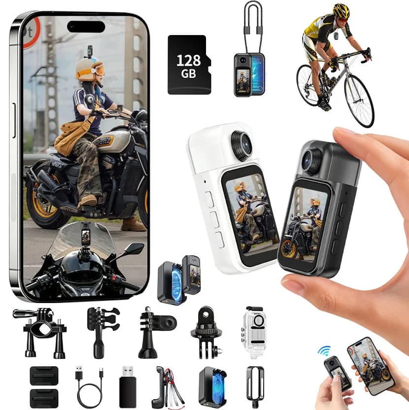 Mini Action Cam Sportiva per Esterni X50 Pro, Telecamera POV 4K HD Ultra Compatta per Vlogging e Registrazione Fotografica