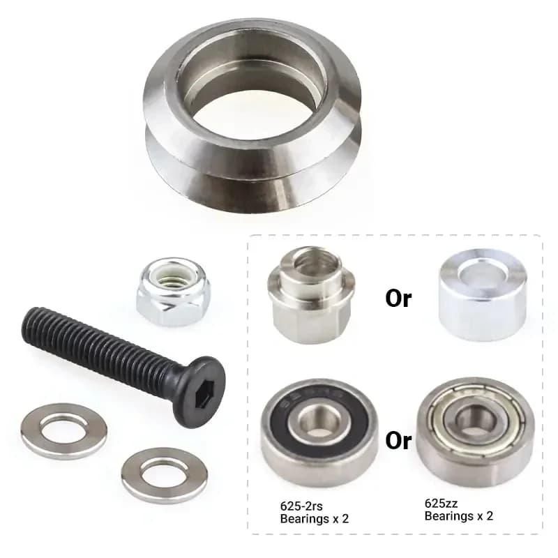 4 Openbuilds Stainless Steel V Wheels, V-Slot Wheels with 625ZZ/RS Bearings for Aluminum Profiles for 3D Printers