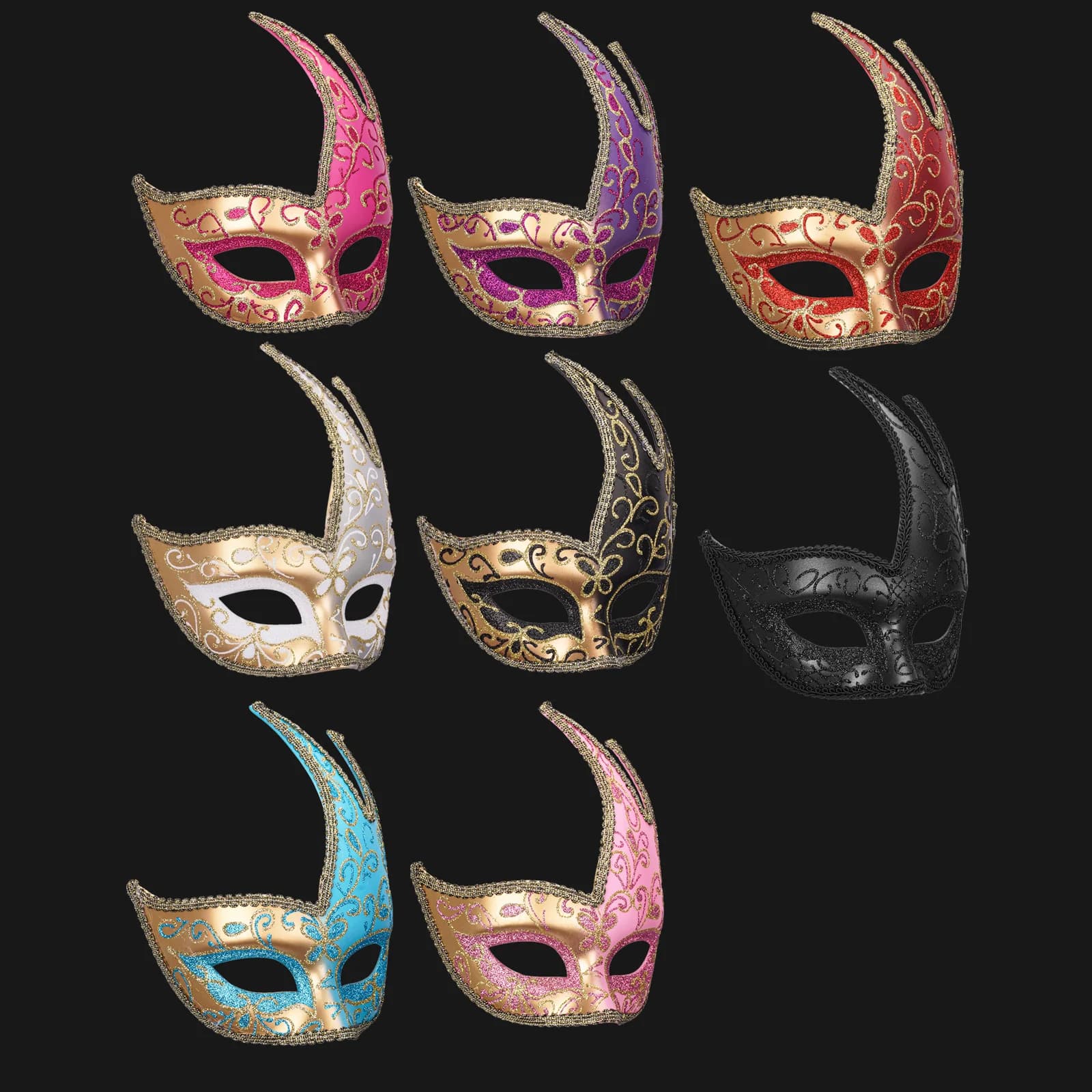1 pezzo elegante maschera veneziana, maschera per travestimento a mezza faccia, adatta per San Valentino, costumi per feste, accessori per costumi, giochi di ruolo, adatto per carnevale, regali di Capodanno