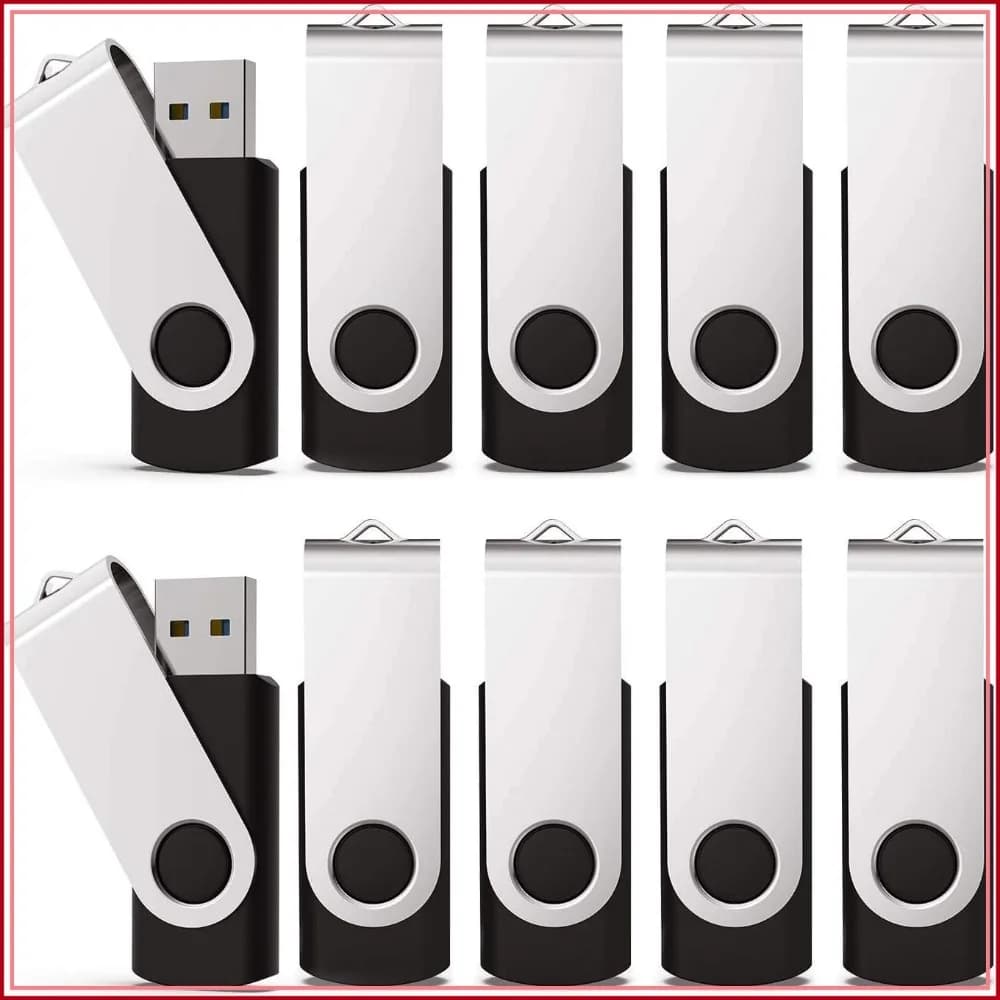 16GB USB 3.0 Flash Drive 10 Pack, High-Speed Thumb Drives for Data Storage, Black