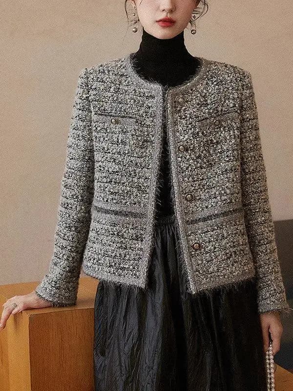 Heavy-Weave ort Coat Lady's Premium Age-Defng Spring Autumn 2025 New Sle Heavy-Looming Tweed Fraant Sle Top Women's...
