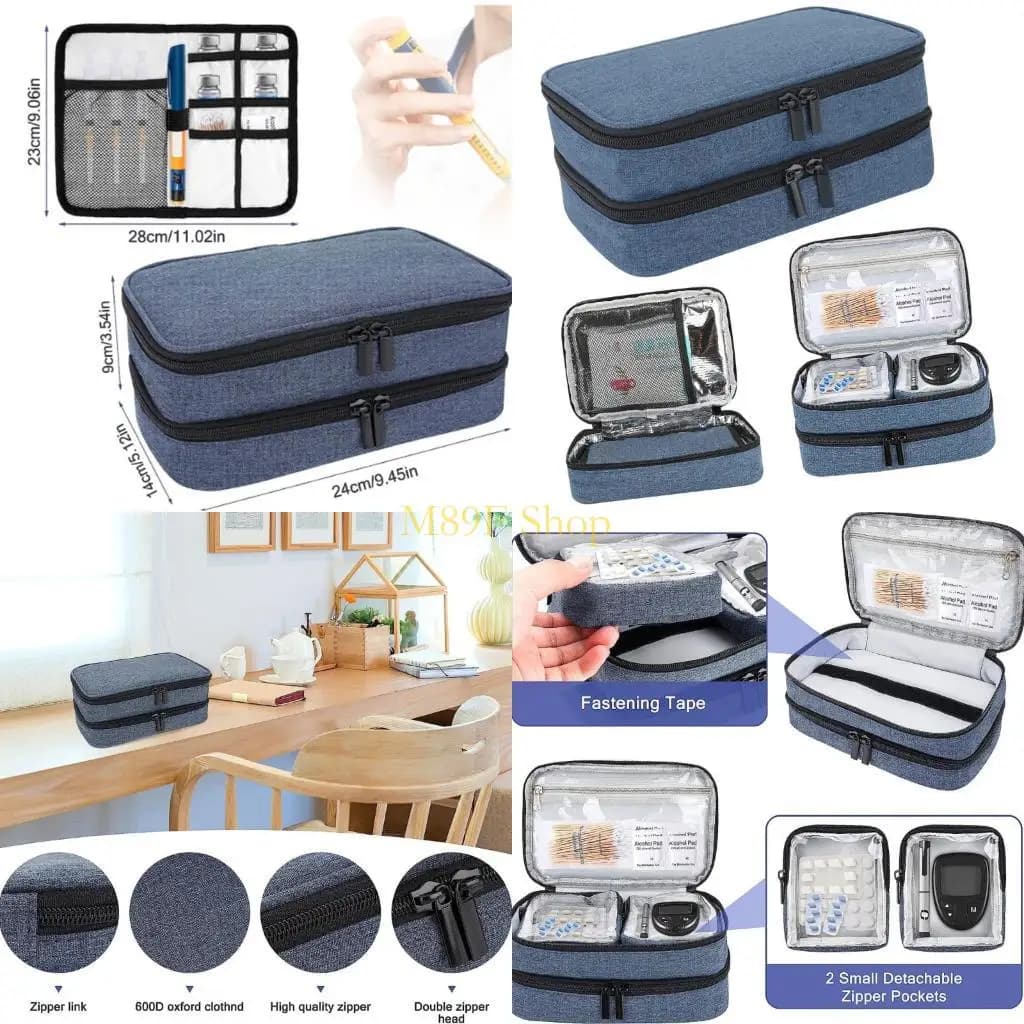 Borsa termica da viaggio M89F Custodia per medicinali dal design impermeabile in poliestere isolato