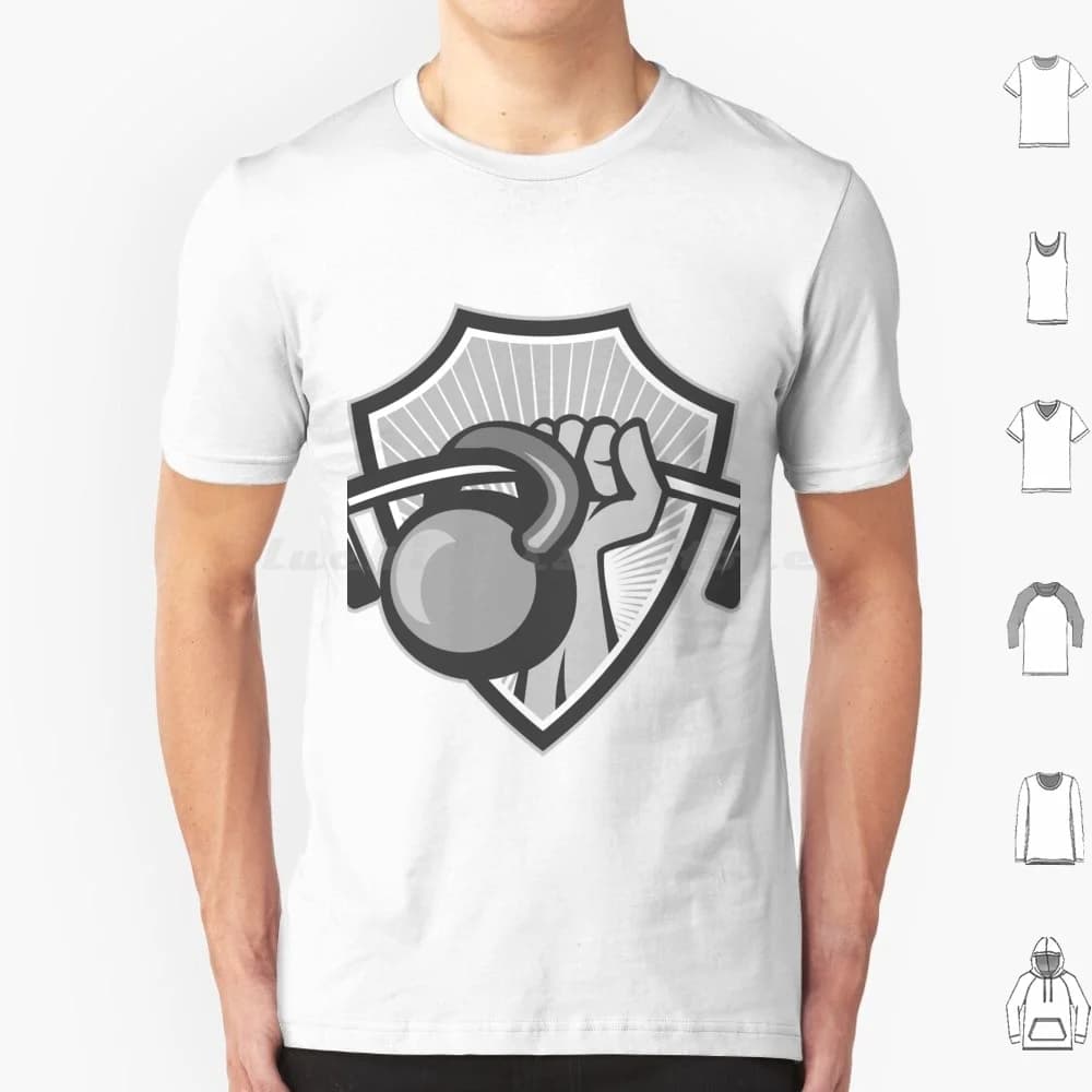 Kettlebell Crest Hand Lifting Balancing T-shirt in Grey Scale 100% Cotton Hand Lifting Balancing Weights