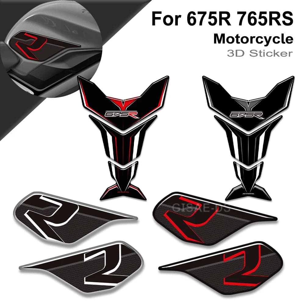 Moto per Triumph Street Triple Daytona 675 765 R RS adesivi Gas olio combustibile Kit ginocchio Fish Bone Tank Pad Protector decalcomanie