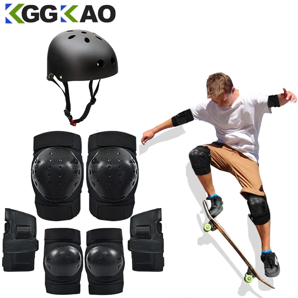 Sport professionali Pattinaggio a rotelle Equipaggiamento protettivo Ginocchio Supporto per gomito Protezione per polso Set di caschi Protezione per skateboard per bambini Adulti
