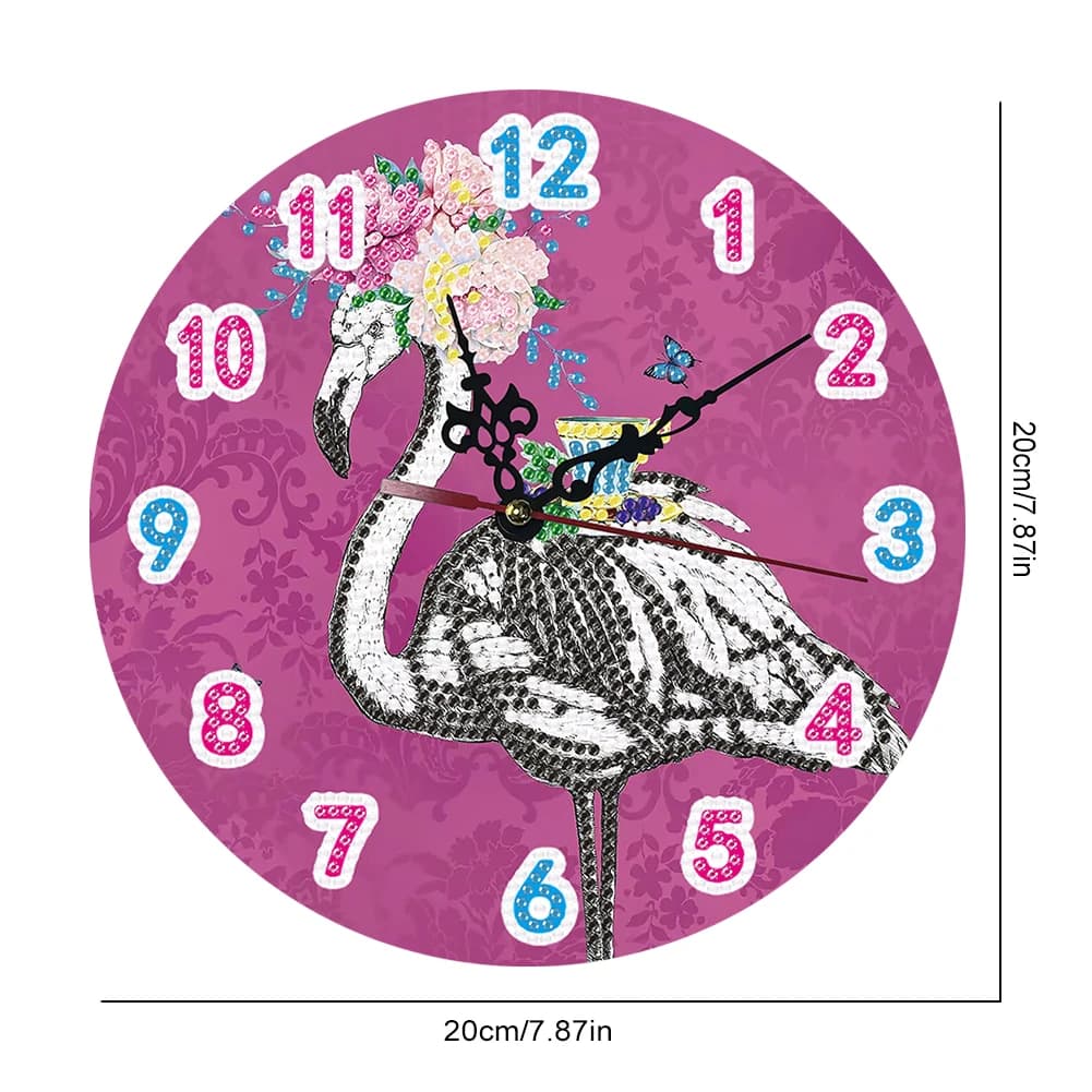 Kit Orologio in Legno Fai-da-Te con Pittura Diamantata, Decorazione da Parete per Casa con Tema Uccelli e Animali