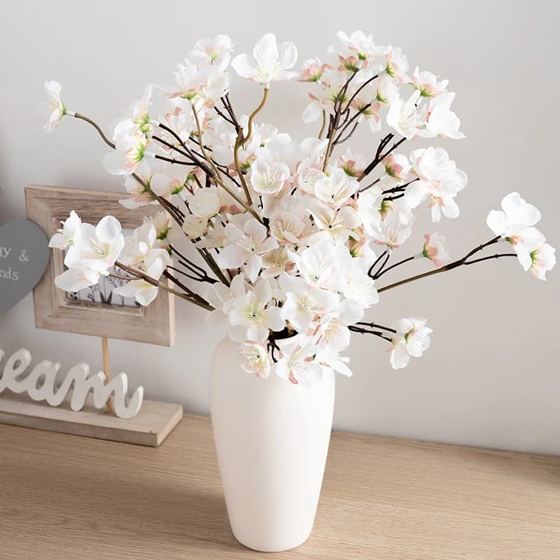 2 pezzi di fiori di ciliegio artificiali fiori di pesco di seta piante finte disposizione della festa nuziale per la decorazione della tavola di casa da giardino fai da te