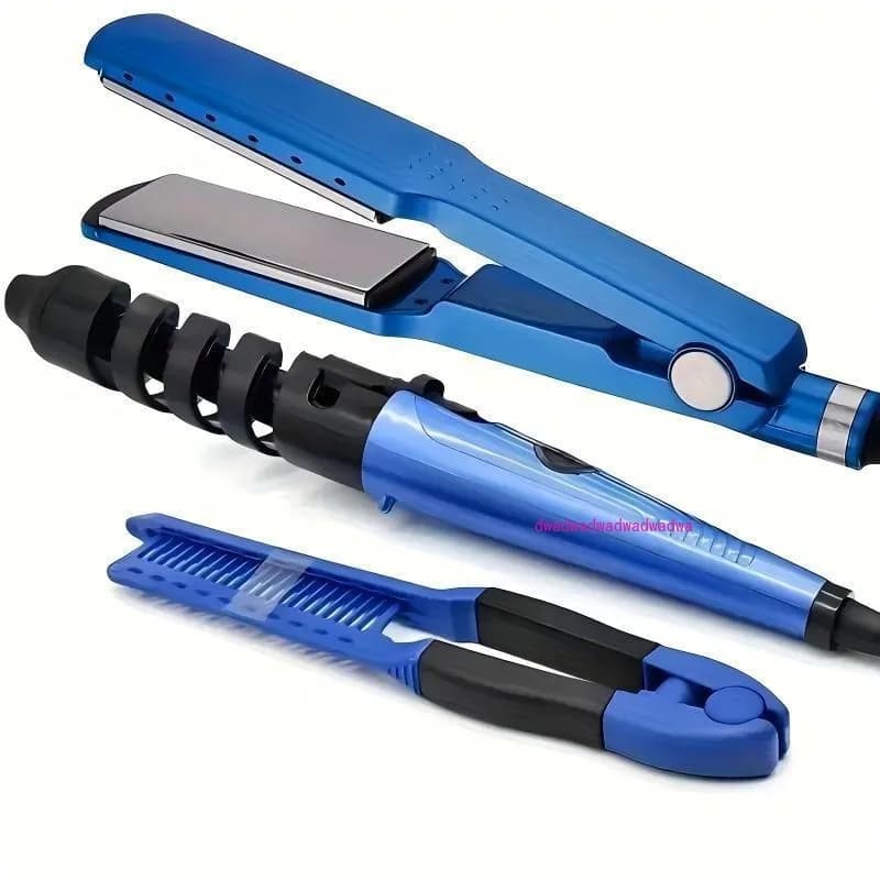 Set di ferro arricciacapelli elettrico 3-in-1 Jing: piastra lisciante, clip per capelli e pettine arricciacapelli a spirale