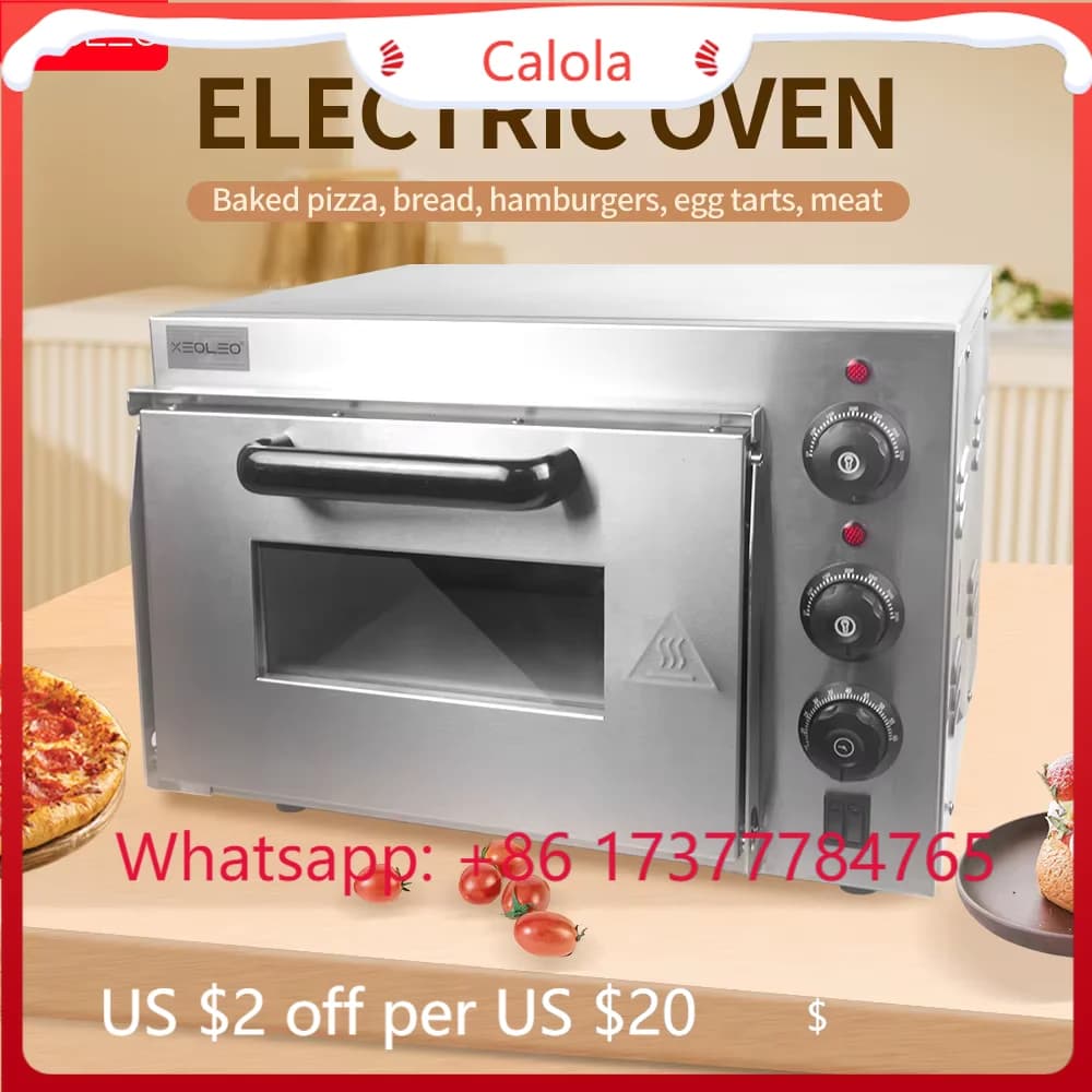 Forno Elettrico per Pizza Monostrato da 13'' con Altezza Regolabile, 2500W, con Pietra Refrattaria