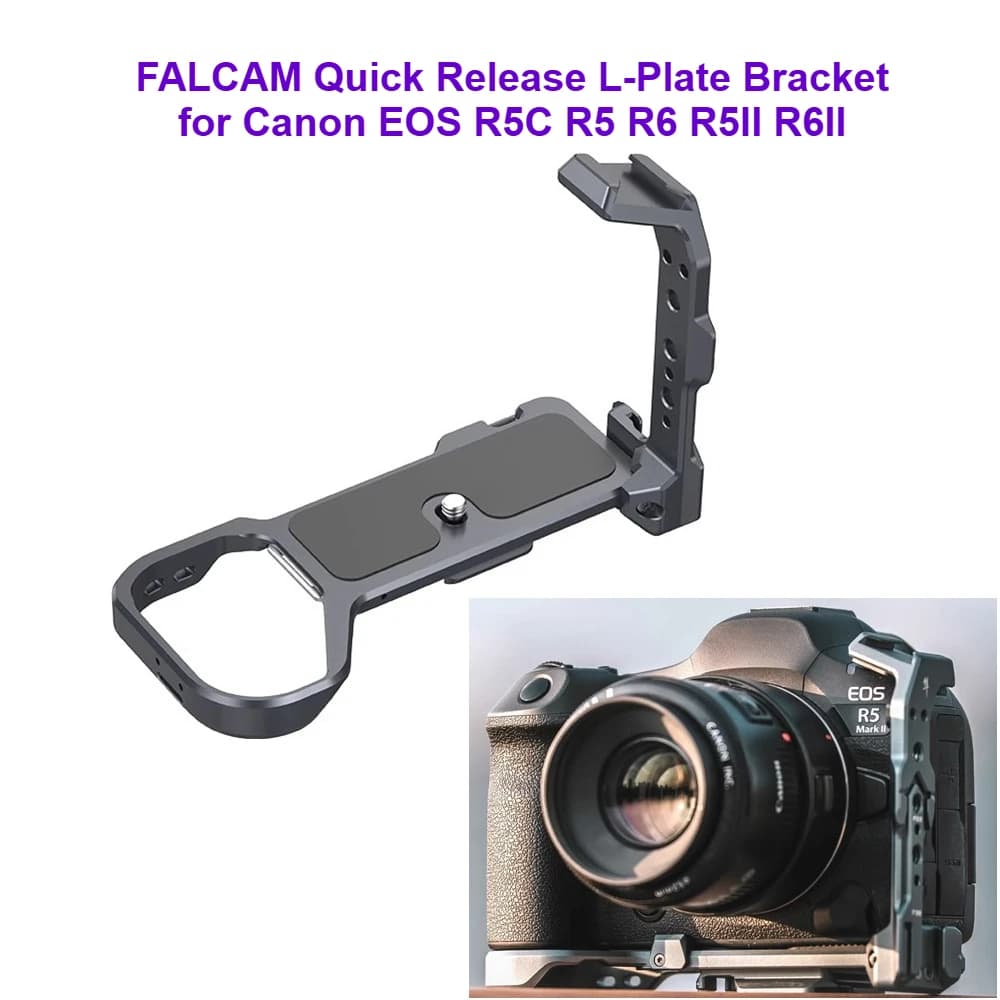 FALCAM Staffa per piastra a L a sgancio rapido per Canon EOS R5C R5 R6 R5II R6II - Sistema di montaggio rapido per giunto cardanico, treppiede, cursore
