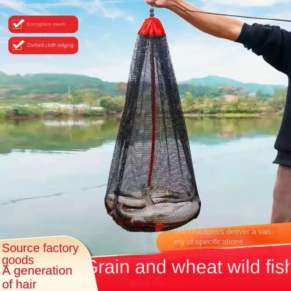 Lightweight Nylon Fishing Net Bag Green Foldable Thread Collapsible Fish Cage Fish Cage Fishing