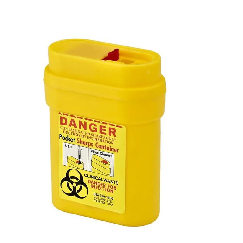 Contenitore affilato per smaltire aghi Contenitore per rifiuti monouso con ago multiuso a rischio biologico Resistente alla puntura 0,2 litri Rosso