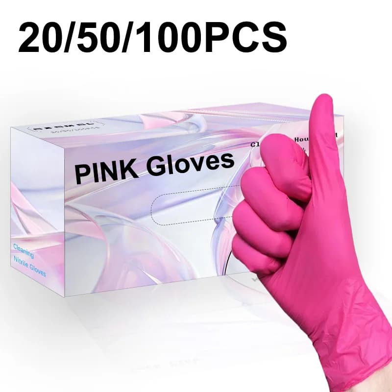 20/50/100PCS Guanti in nitrile monouso rosa Guanti per pulizia in nitrile durevoli impermeabili senza lattice Bagno per animali domestici Pulizia della casa