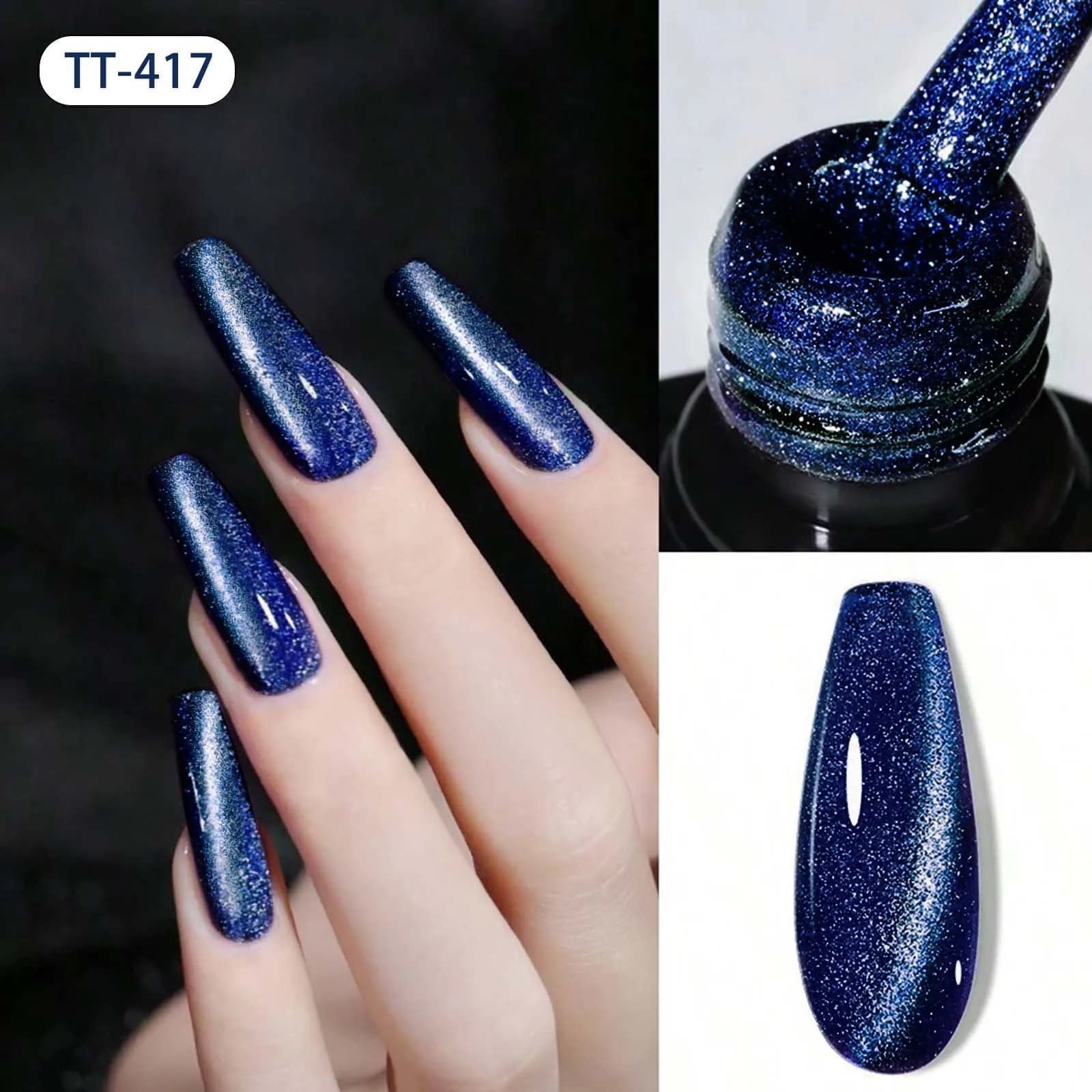 Nail Polish Cat Eye, 8 ml Soak Off LED/UV, glittering sequins Nail Art holographic Glitter, long life, manicure for home salon