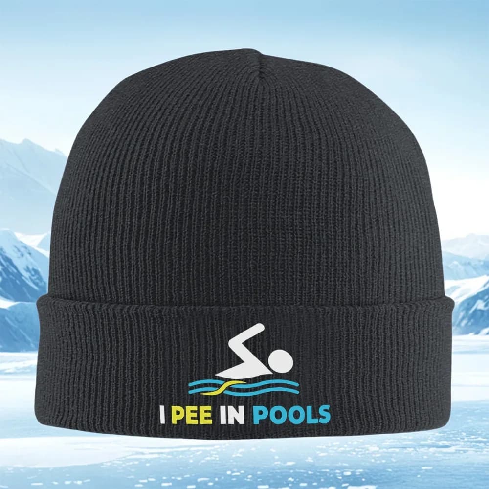 2026 Swimming pool urine swimmer cartoon art Men Women Unisex Knitted Hat Beanie Pullover Cap Winter Thermal Warm Christmas Outd