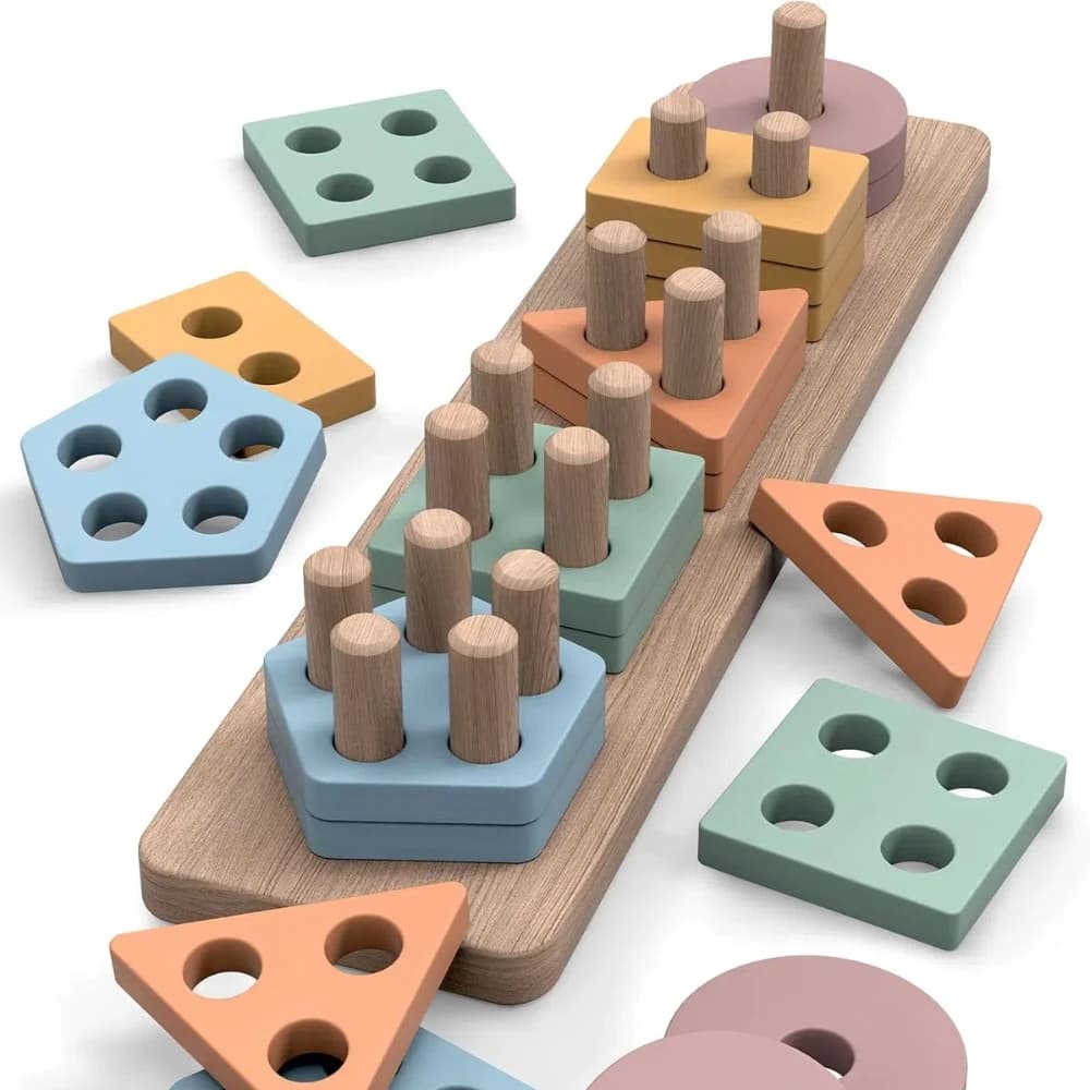 Giocattoli Montessori per 18+ mesi - Giocattoli di smistamento e impilamento in legno per bambini piccoli per neonati e ragazze, regali in legno per bambini in età prescolare