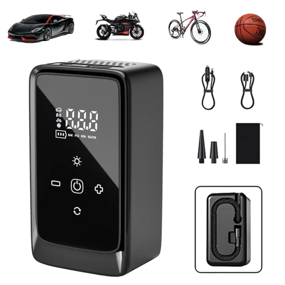 Gonfiatore per Pneumatici Wireless 150 PSI con Display LED e Luce LED, Pompa d'Aria Ricaricabile Portatile, Gonfiatore Digitale per Pneumatici