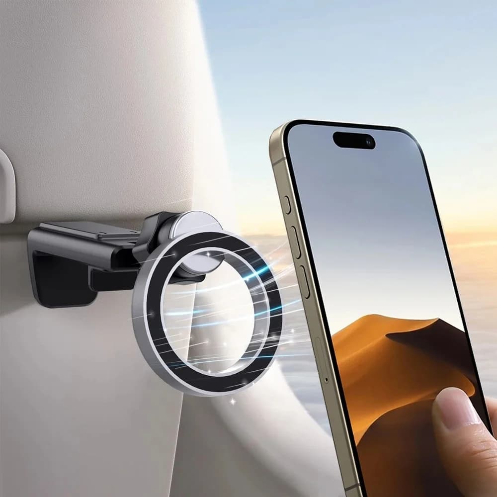 Magnetic Phone Holder Universal 360° Rotation Flight Seat Desktop Phone Clip Mount Stand Portable Adjustable Smartphone Bracket